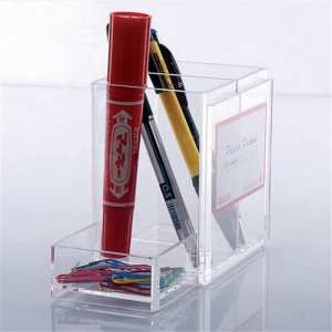 caja de lápiz de acrílico multifuncional con la caja de la tarjeta de visita del imán 