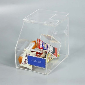 caja de caramelo de acrílico de forma cuadrada de color claro 