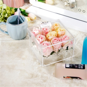 manufactory de china ofrece la caja de acrílico color de rosa respetuoso del medio ambiente para el evento de la boda 