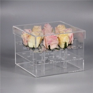 caja de flores de acrílico color de rosa claro personalizado especial 16 