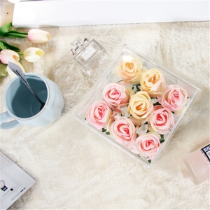 manufactory de china ofrece la caja de acrílico color de rosa respetuoso del medio ambiente para el evento de la boda 