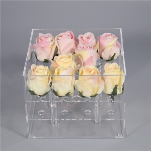 caja de flores de acrílico color de rosa claro personalizado especial 16 