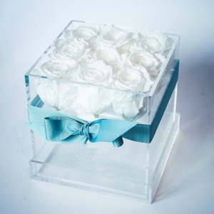 caja de rosas acrílicas de mármol