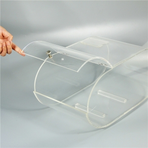 Caja de acrílico con tapa transparente bisagra para dulces 