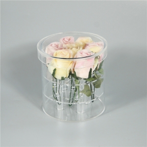 caja redonda de flores de acrílico