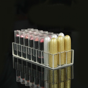 24 ranuras de acrílico transparente lápiz labial organizador cosmético 