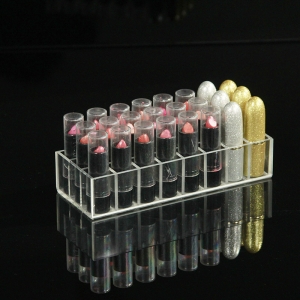24 ranuras de acrílico transparente lápiz labial organizador cosmético 