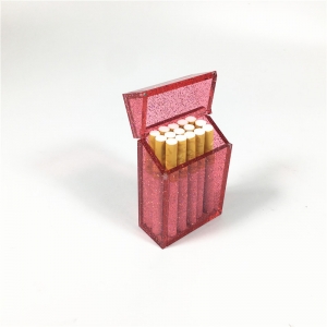 Caja de acrílico transparente para guardar cigarros.