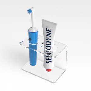 organizador de baño de acrílico personalizado cepillo de dientes titular de la pasta de baño 