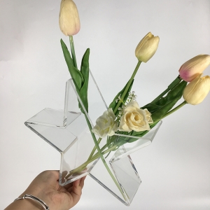 Pentgram de lujo caja de flores de lucita clara 