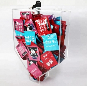 dispensador de condones de acrílico personalizado de fábrica de china con cerradura 