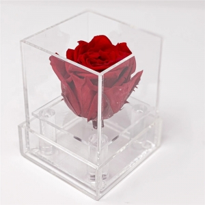 mini caja de acrílico transparente rosa caja de flores de metacrilato 