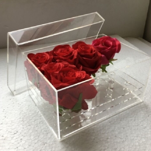 caja de regalo de flores de acrílico de lujo para navidad 