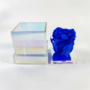caja de flores de acrílico transparente 6 rosa personalizada con cajón 