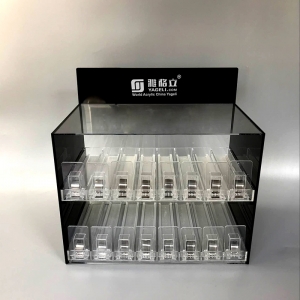 Gran soporte de exhibición de líquido de jugo de cigarrillo electrónico de acrílico transparente de 3 niveles al por mayor
 