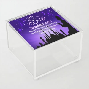 Cajas acrílicas musulmanas ramadan de diseño gráfico transparente con tapa
 
