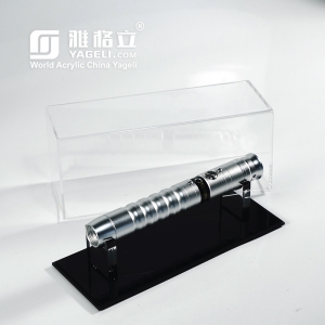 caja de soporte de exhibición de espada de sable de luz de acrílico transparente personalizada
 