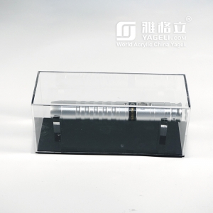 caja de exhibición de sable de luz de acrílico transparente al por mayor con base negra
 