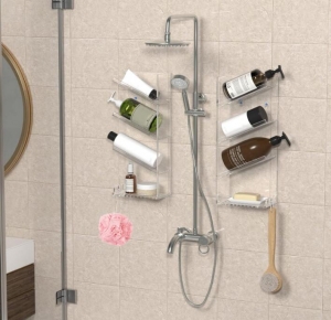 Estantes de ducha acrílicos para organizador de baño 