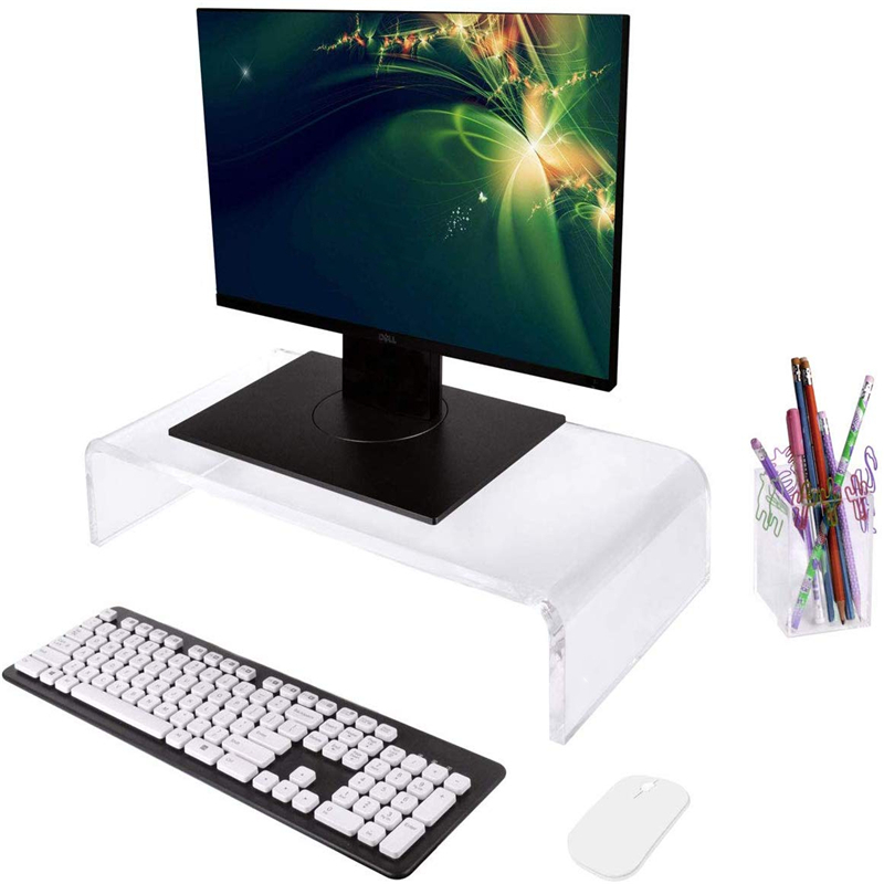 Soporte de acrílico para monitor, soporte transparente para computadora  portátil para escritorio, elevador de monitor de acrílico para accesorios  de
