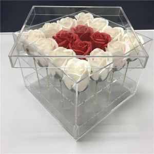 diseño personalizado acrílico flor ramo rosas caja de embalaje 