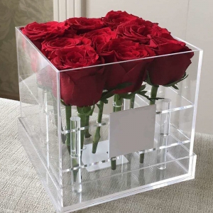 diseño personalizado acrílico flor ramo rosas caja de embalaje 