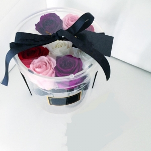 caja de flor de acrílico de uso de boda con tapa con rosas personalizadas 