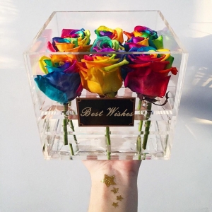 caja de flores hecha a mano de acrílico flor al por mayor 