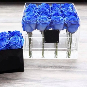 caja de presentación de acrílico personalizada caja de exhibición de la flor del cubo 