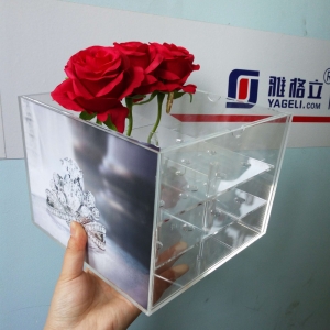 caja de regalo de la flor del álbum de foto de acrílico de lujo 