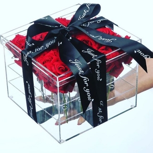 duleux regalo hermoso plexiglás 16 rosa caja de flores 