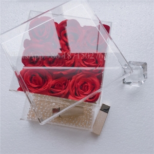 caja de rosas de flores de acrílico