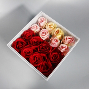 caja de rosas de flores de acrílico