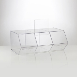 Caja de bombones de acrílico transparente 3 divisores 