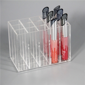 Organizador de pintalabios, caja de almacenamiento de pintalabios  transparente, 24 compartimentos, soporte de exhibición de pintalabios  acrílico para brillo de labios