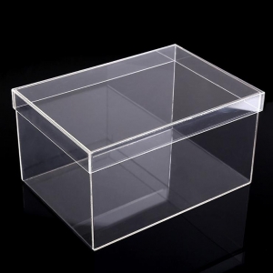Caja de acrílico transparente de alta calidad con tapa, caja de zapatos de acrílico transparente al por mayor