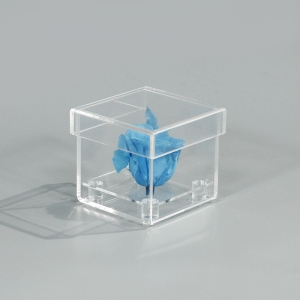 Caja cuadrada cuadrada de flor de acrílico transparente.
