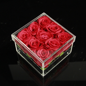 cajas de flores de acrílico caja de presentación de flores de chealr al por mayor con agujeros 