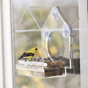 Jaula de pájaros de acrílico transparente del fedder del loro transparente de la forma de la casa 