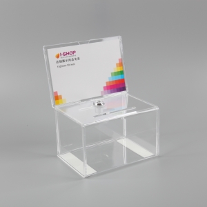 Urna de acrílico transparente con organizador de la donación del plexiglás de la muestra con la cerradura 