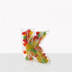 Caja de dulces de acrílico transparente en forma de carta 