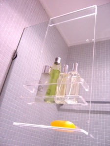 suministros de baño premium puerta colgante acrílico transparente ducha caddy 