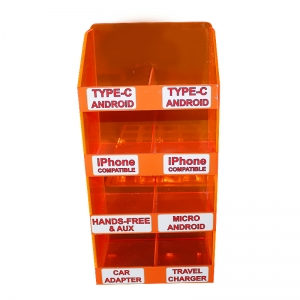 mostrador 4 neumáticos fluorescentes naranja accesorios para teléfonos móviles listón de pared vitrina 