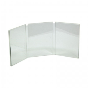 Soporte de muestra de plexiglás transparente de 5 x 7 soporte de triple cartel de acrílico transparente 