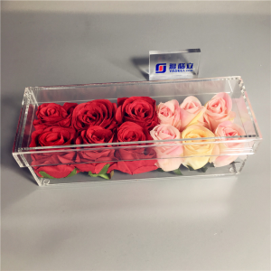 caja de flores de acrílico transparente de 12 agujeros para rosa 