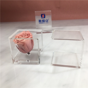mini caja de flores rosa acrílica cuadrada desmontable 