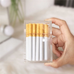 caja de cigarros de acrílico transparente de 20 pegatinas 
