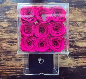 fábrica al por mayor lujo 9 hoyos acrílico flor rosa caja de regalo con cajón 