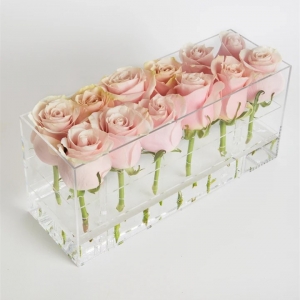 wholesale caja de empaquetado de la rosa de la flor de acrílico rosa impermeable de lujo 12 