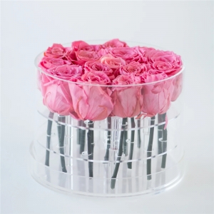  Yageli Al por mayor caja redonda de flores de acrílico rosa 